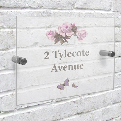 Personalised Vintage Rose Acrylic House Sign