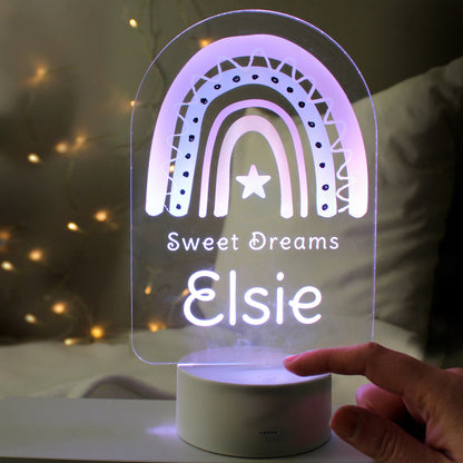 Personalised Pink Rainbow LED Colour Changing Night Light