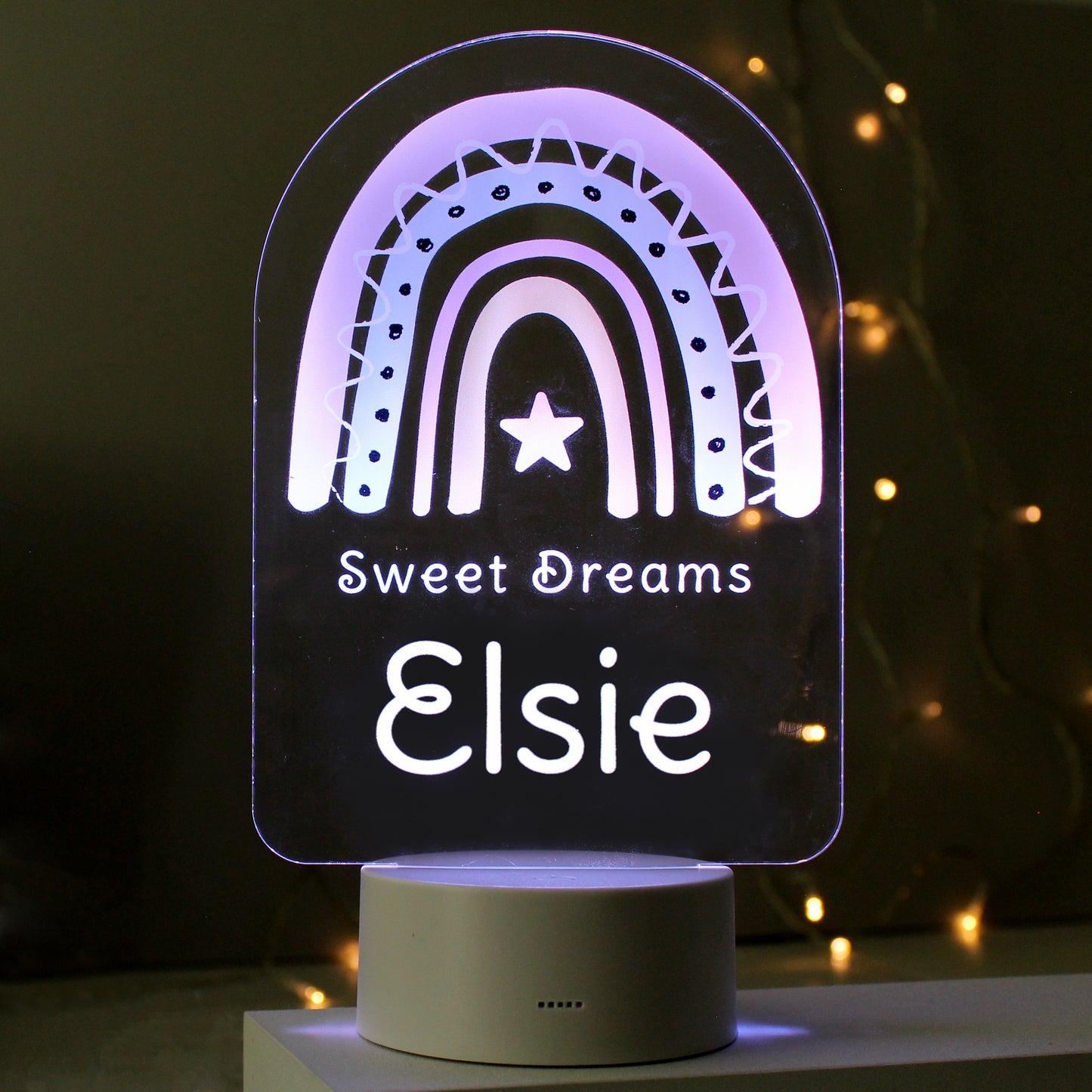 Personalised Pink Rainbow LED Colour Changing Night Light