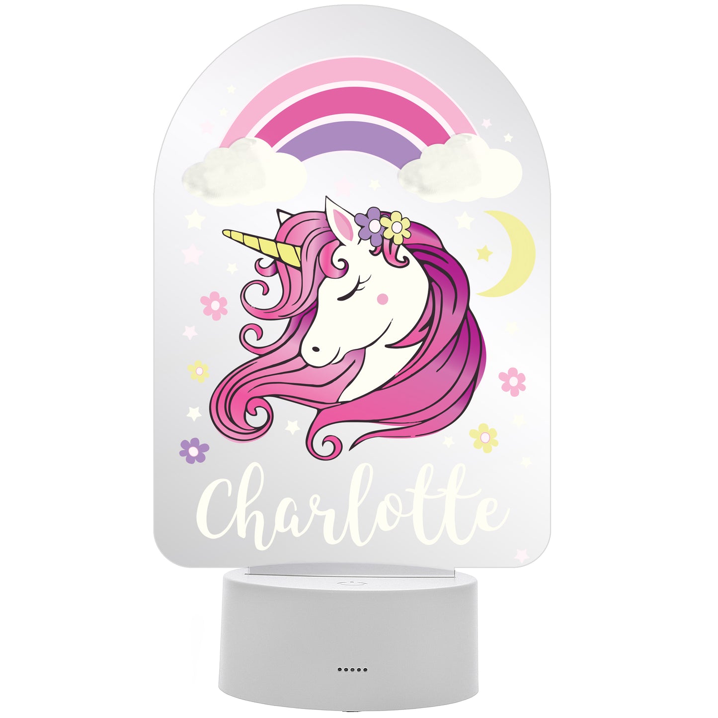 Personalised Pink Unicorn LED Colour Changing Night Light