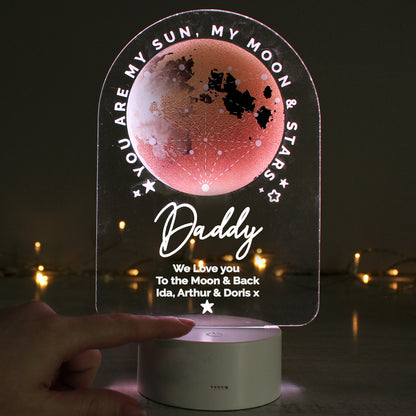 Personalised Sun Moon & Stars LED Colour Changing Night Light