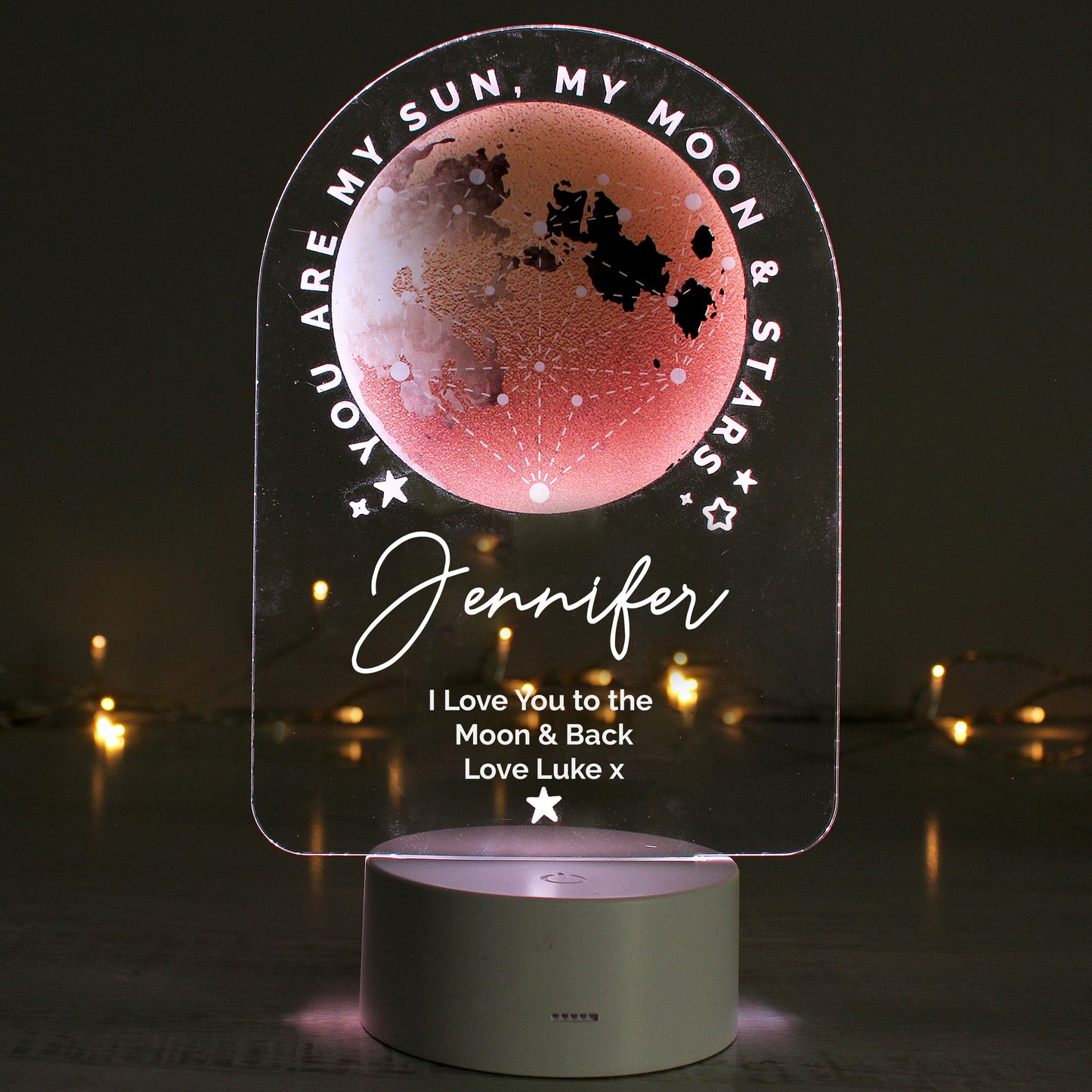 Personalised Sun Moon & Stars LED Colour Changing Night Light