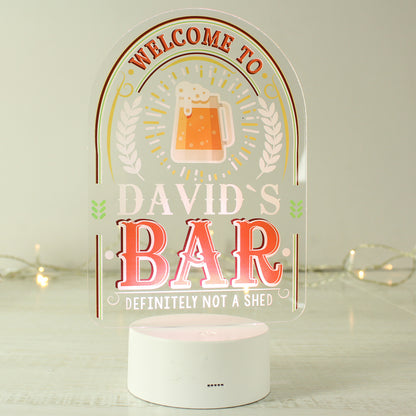 Personalised Welcome To... Bar LED Colour Changing Night Light