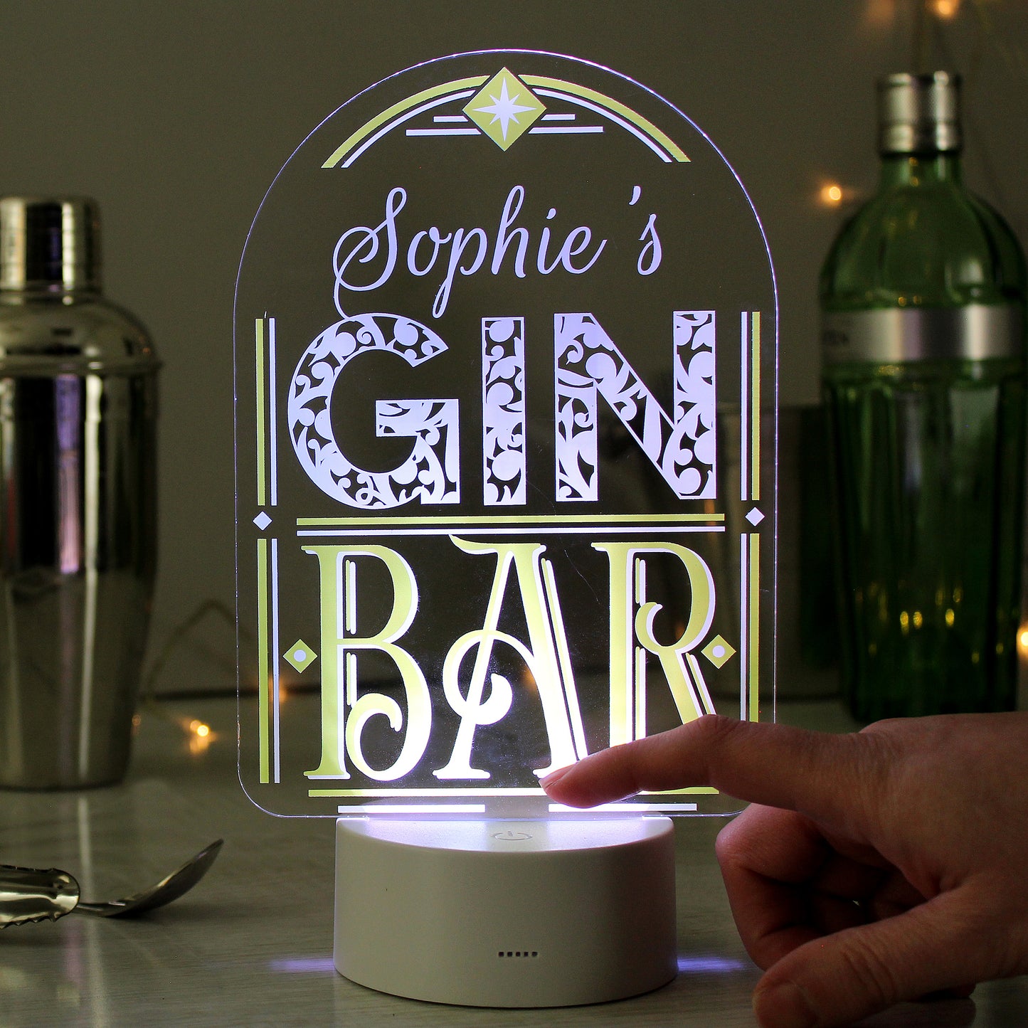 Personalised Gin Bar LED Colour Changing Night Light