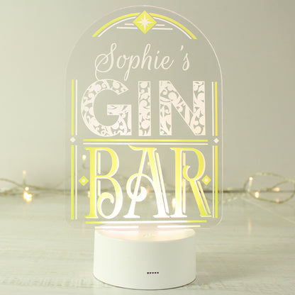 Personalised Gin Bar LED Colour Changing Night Light