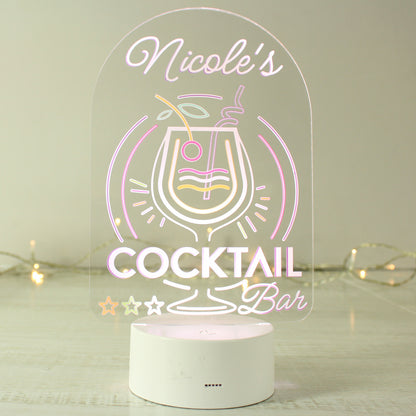 Personalised Cocktail LED Colour Changing Night Light