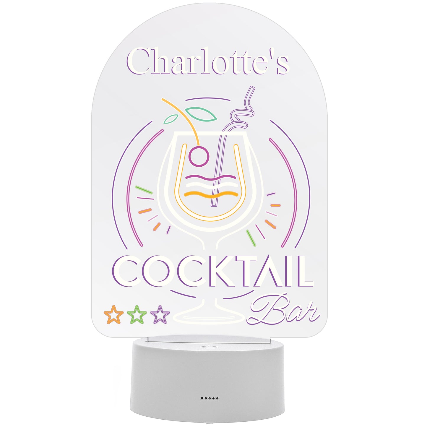 Personalised Cocktail LED Colour Changing Night Light