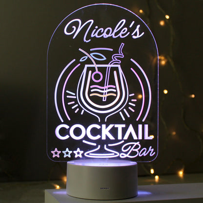 Personalised LED Colour Changing Cocktail Bar Sign