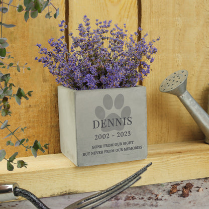 Personalised Pet Memorial Concrete Plant Pot