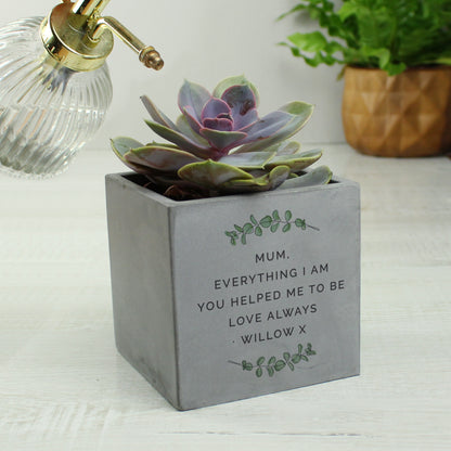 Personalised Botanical Concrete Plant Pot