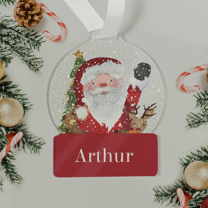 Personalised Santa Acrylic Snowglobe Decoration