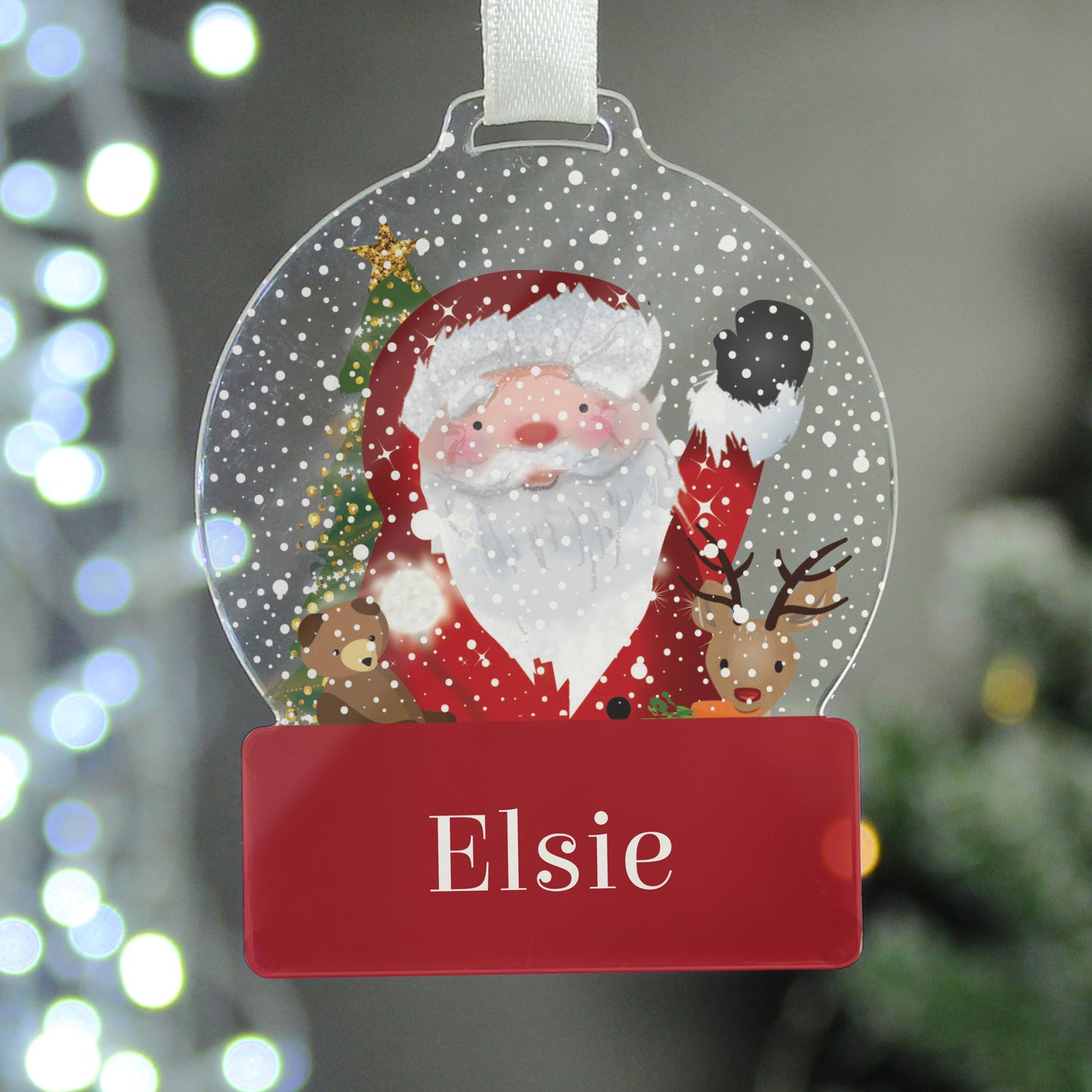 Personalised Santa Acrylic Snowglobe Decoration