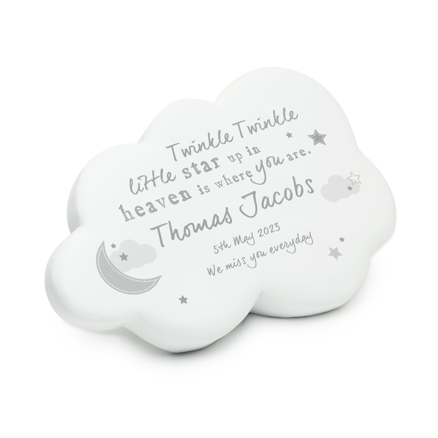 Personalised Twinkle Twinkle Resin Memorial Cloud