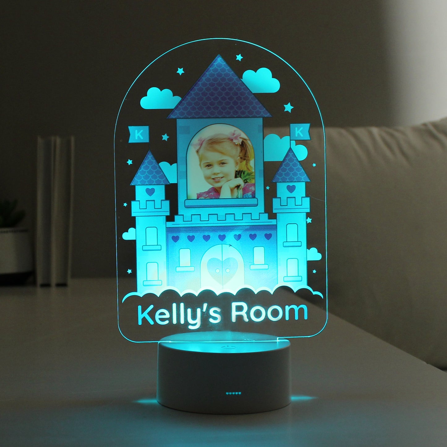 Personalised Pink Castle Photo Upload LED Colour Changing Night Light