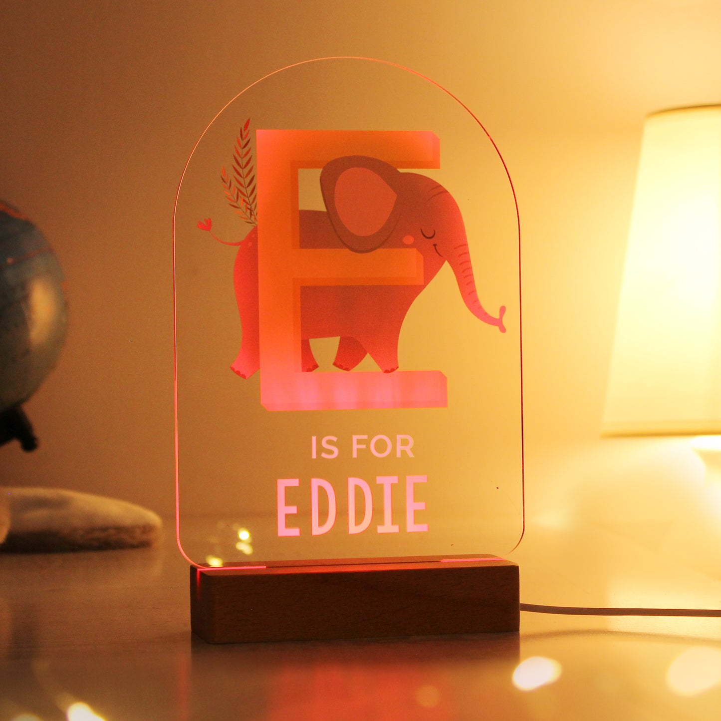 Personalised Animal Alphabet Wooden Based LED Light