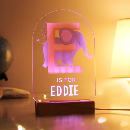 Personalised Animal Alphabet Wooden Based LED Light