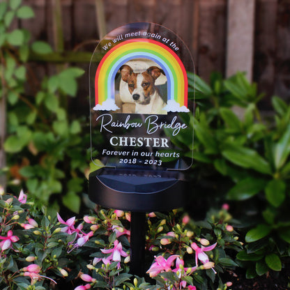 Personalised Rainbow Bridge Pet Memorial Outdoor Solar Light