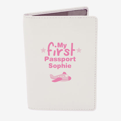 Personalised My First Cream Leather Passport Holder