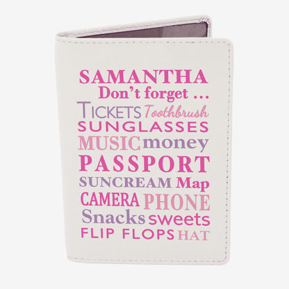Personalised Dont Forget Cream Leather Passport Holder