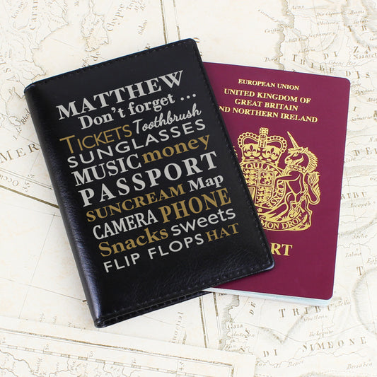 Personalised Don't Forget... Black Passport Holder