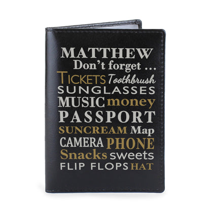 Personalised Don't Forget... Black Passport Holder