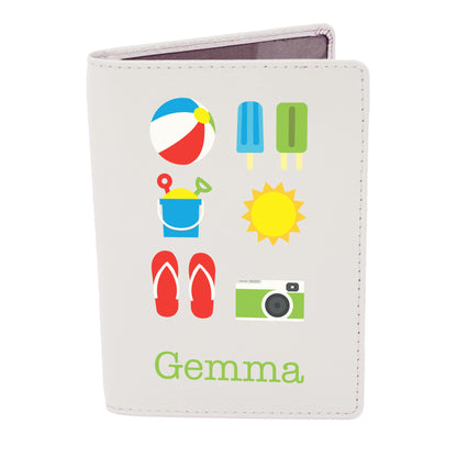 Personalised Bright Travel Cream Leather Passport Holder