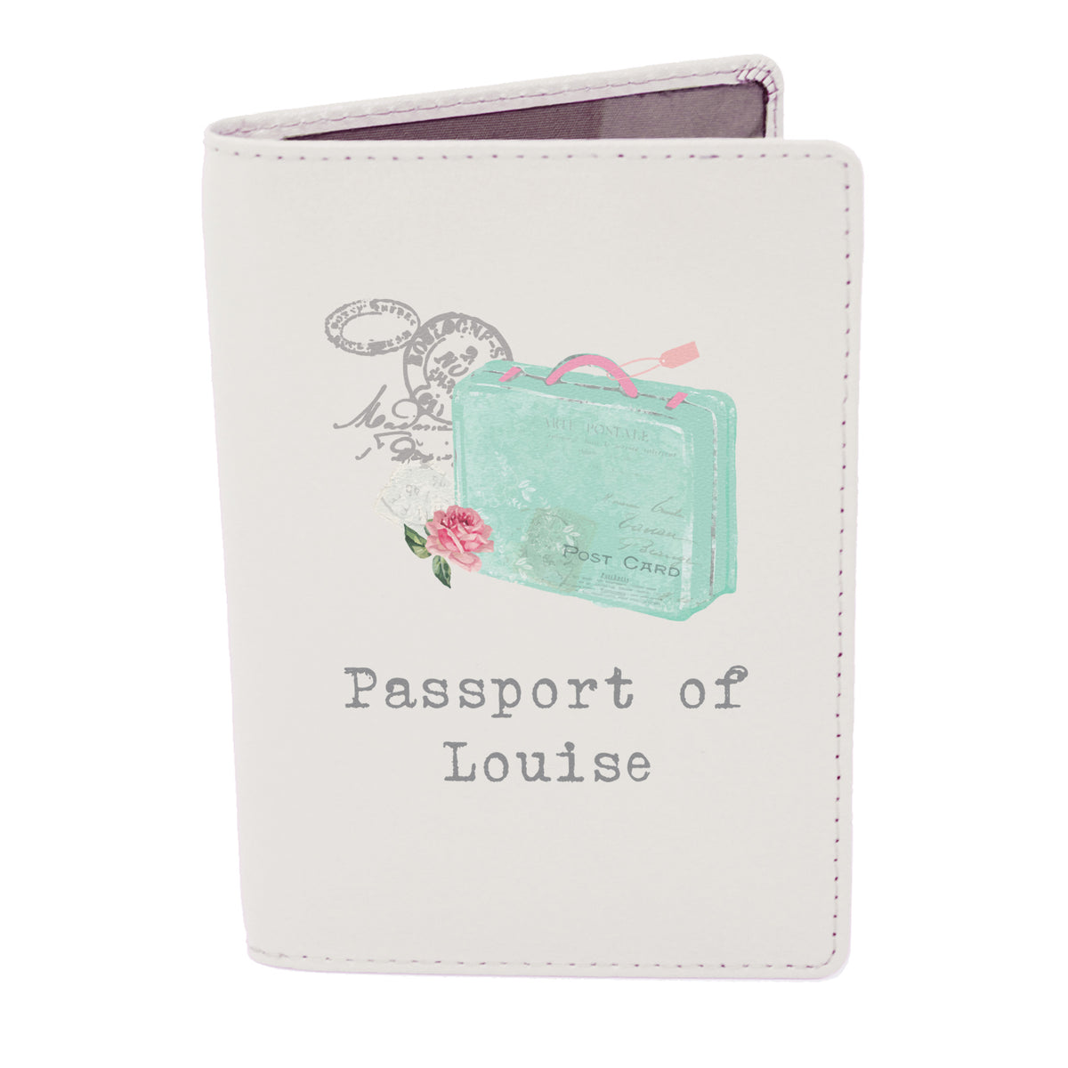 Personalised Vintage Pastel Travel Cream Leather Passport Holder