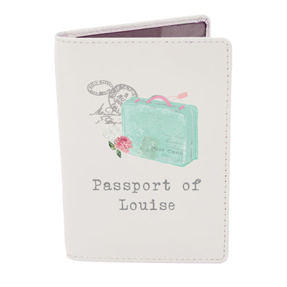 Personalised Vintage Pastel Travel Cream Leather Passport Holder