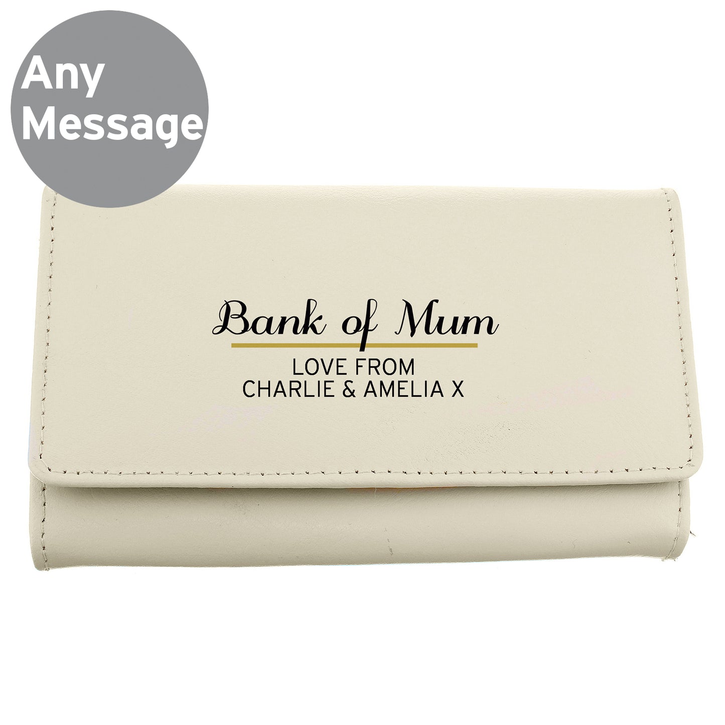 Personalised Classic Cream Leather Purse