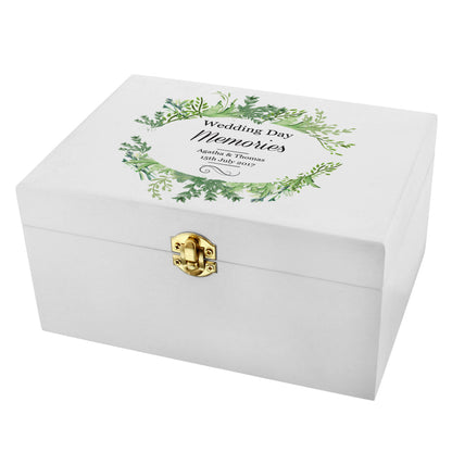 Personalised Fresh Botanical White Wooden Keepsake Box