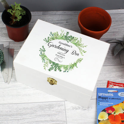 Personalised Fresh Botanical White Wooden Keepsake Box