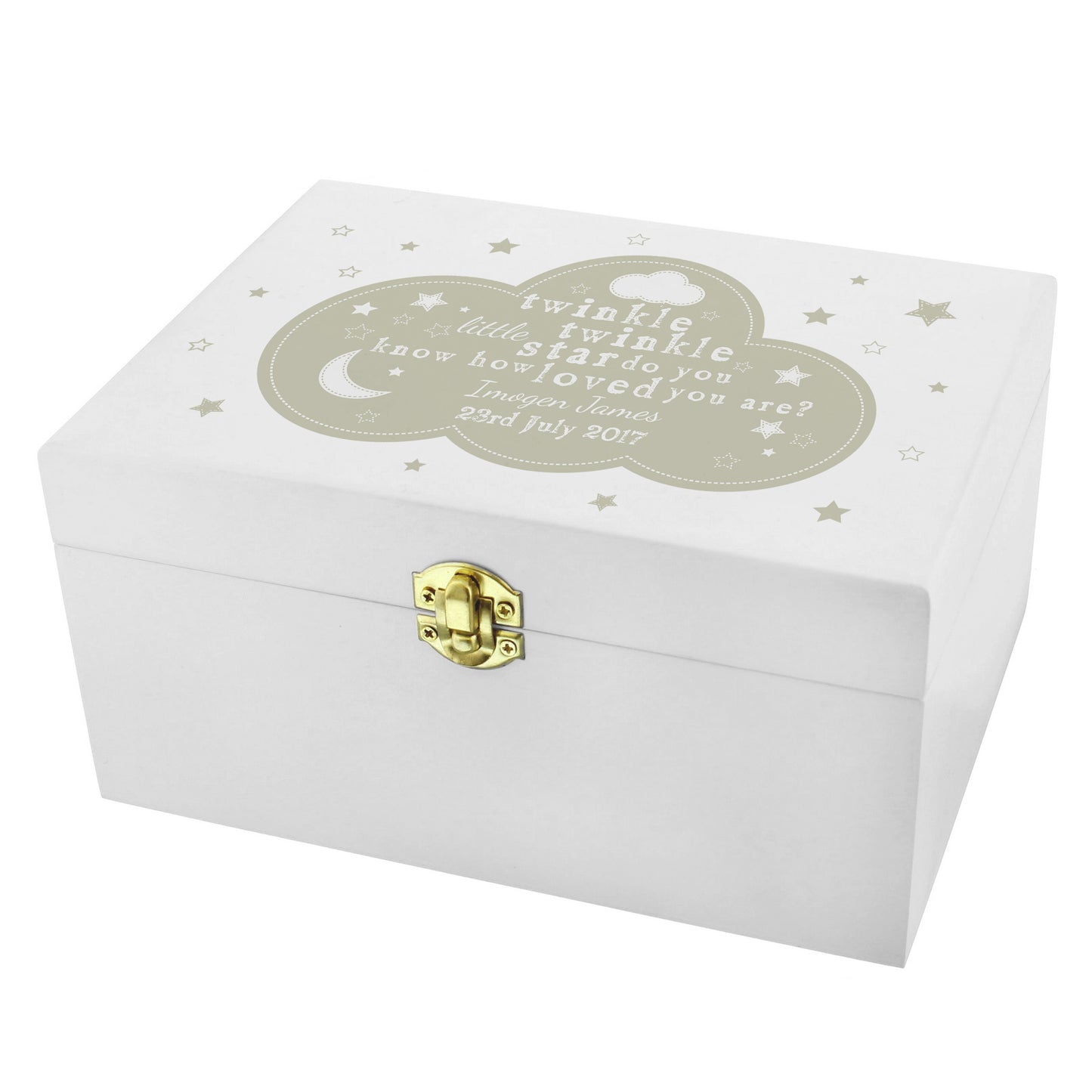 Personalised Twinkle Twinkle White Wooden Keepsake Box