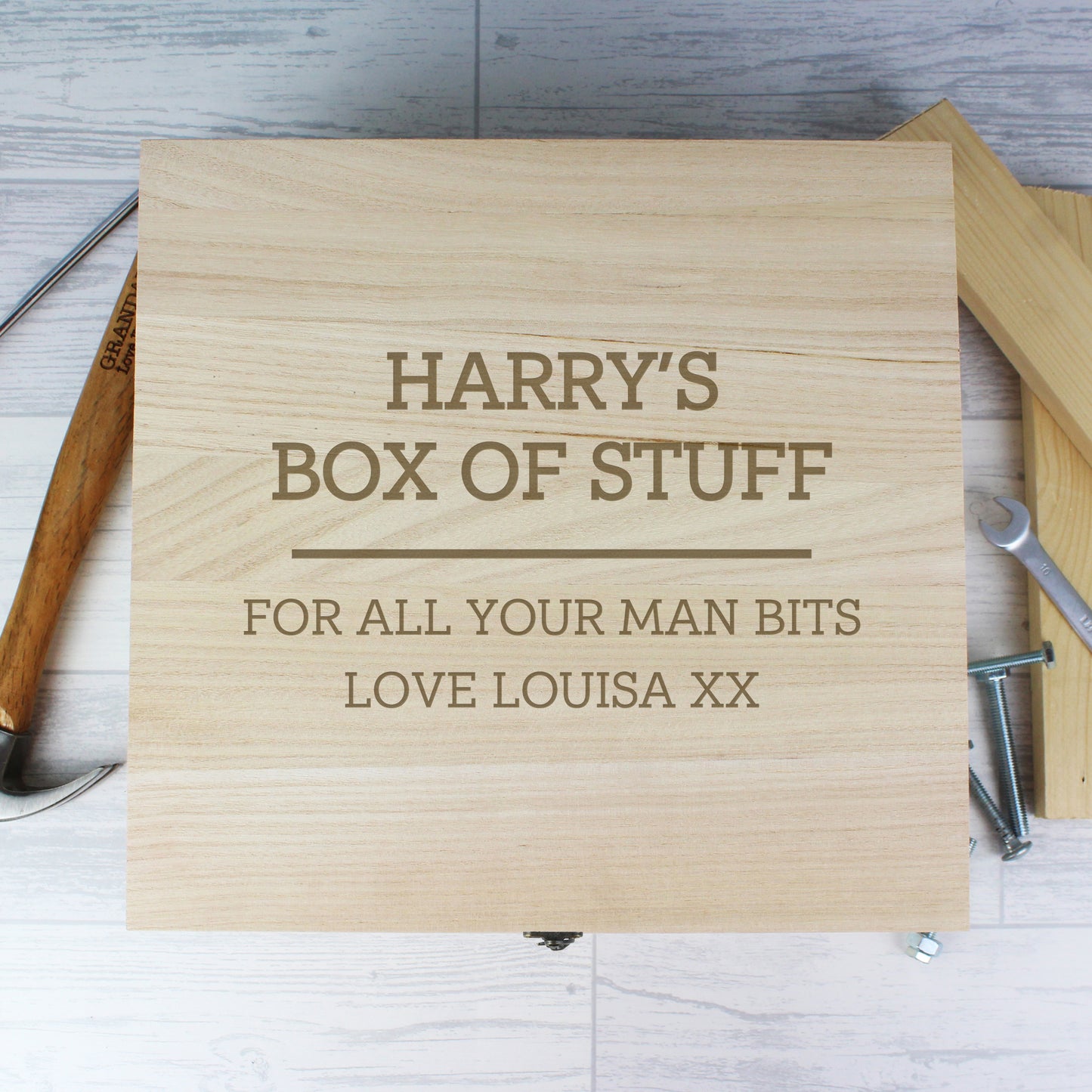 Personalised Any Message Large Wooden Keepsake Box