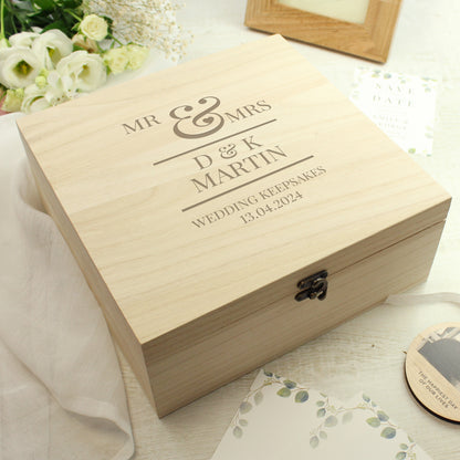 Personalised Mr & Mrs Large Wooden Keepsake Box