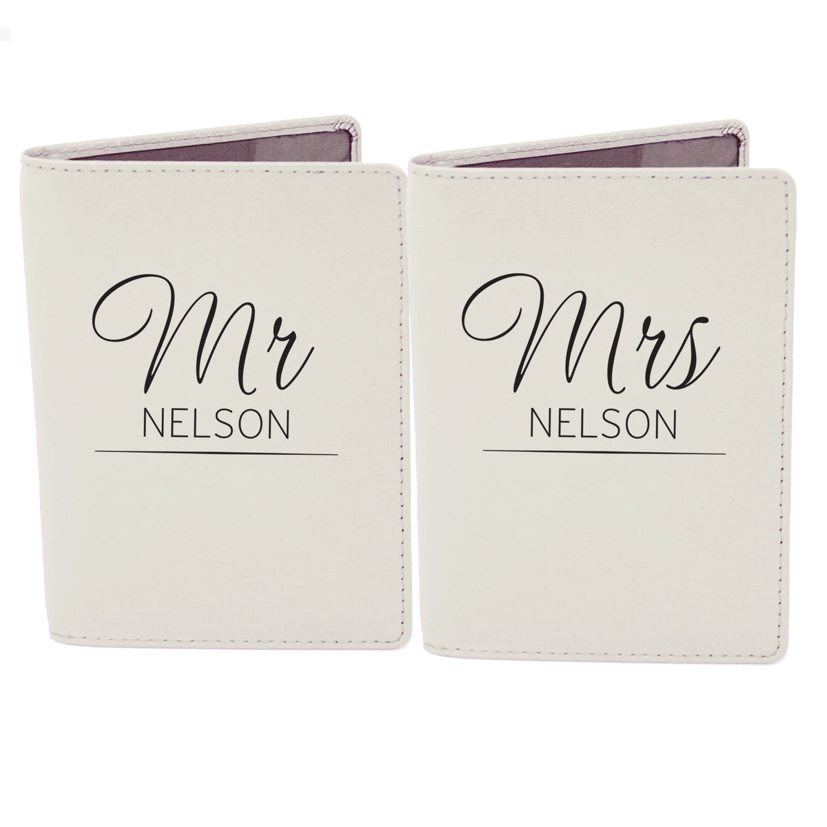 Personalised Classic Mr & Mrs Cream Leather Passport Holders