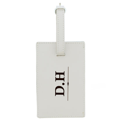 Personalised Classic Initials Cream Leather Luggage Tag