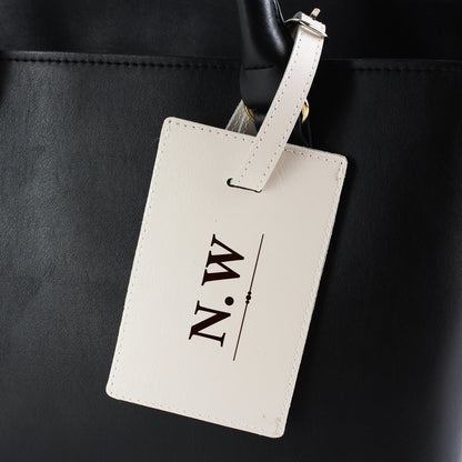 Personalised Classic Initials Cream Luggage Tag