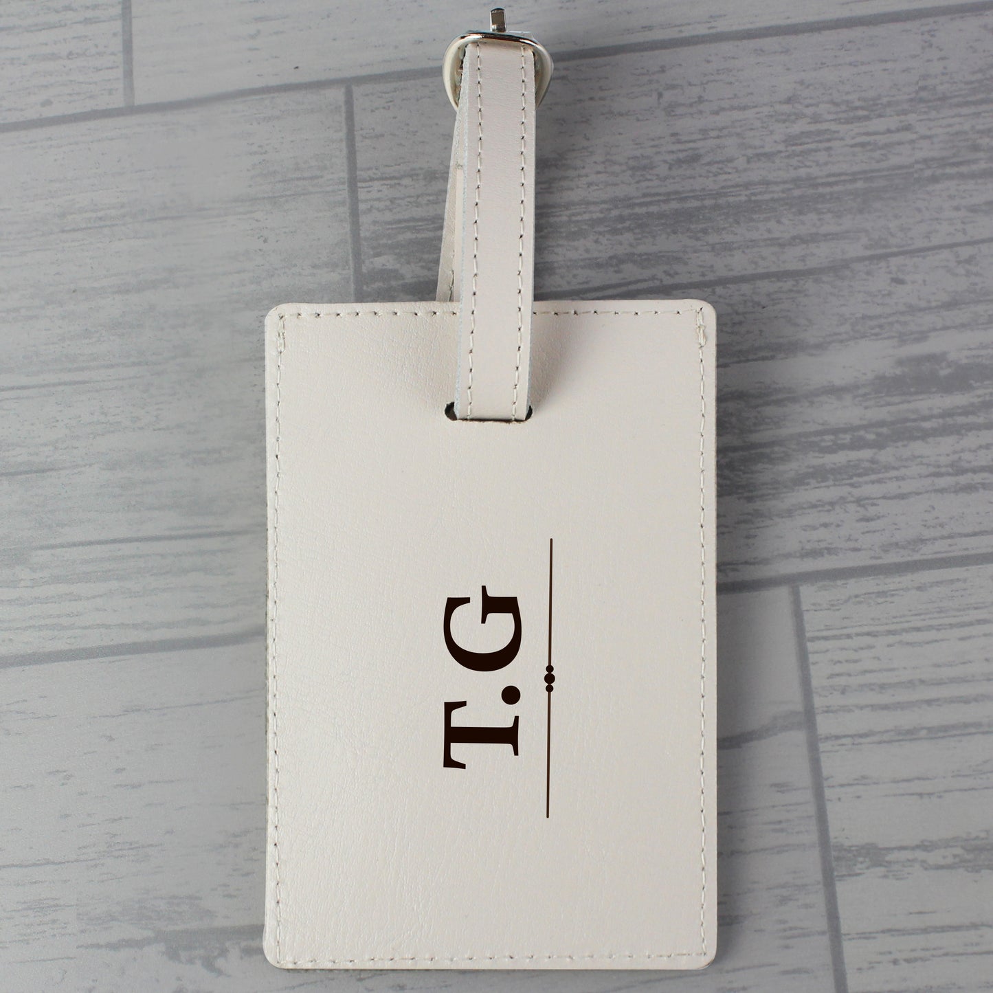 Personalised Classic Initials Cream Luggage Tag