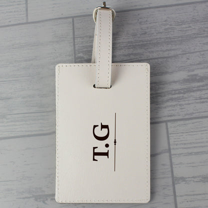 Personalised Classic Initials Cream Leather Luggage Tag