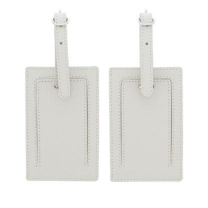 Personalised Couples Classic Cream Leather Luggage Tags