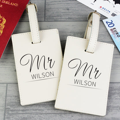 Personalised Couples Classic Cream Luggage Tags