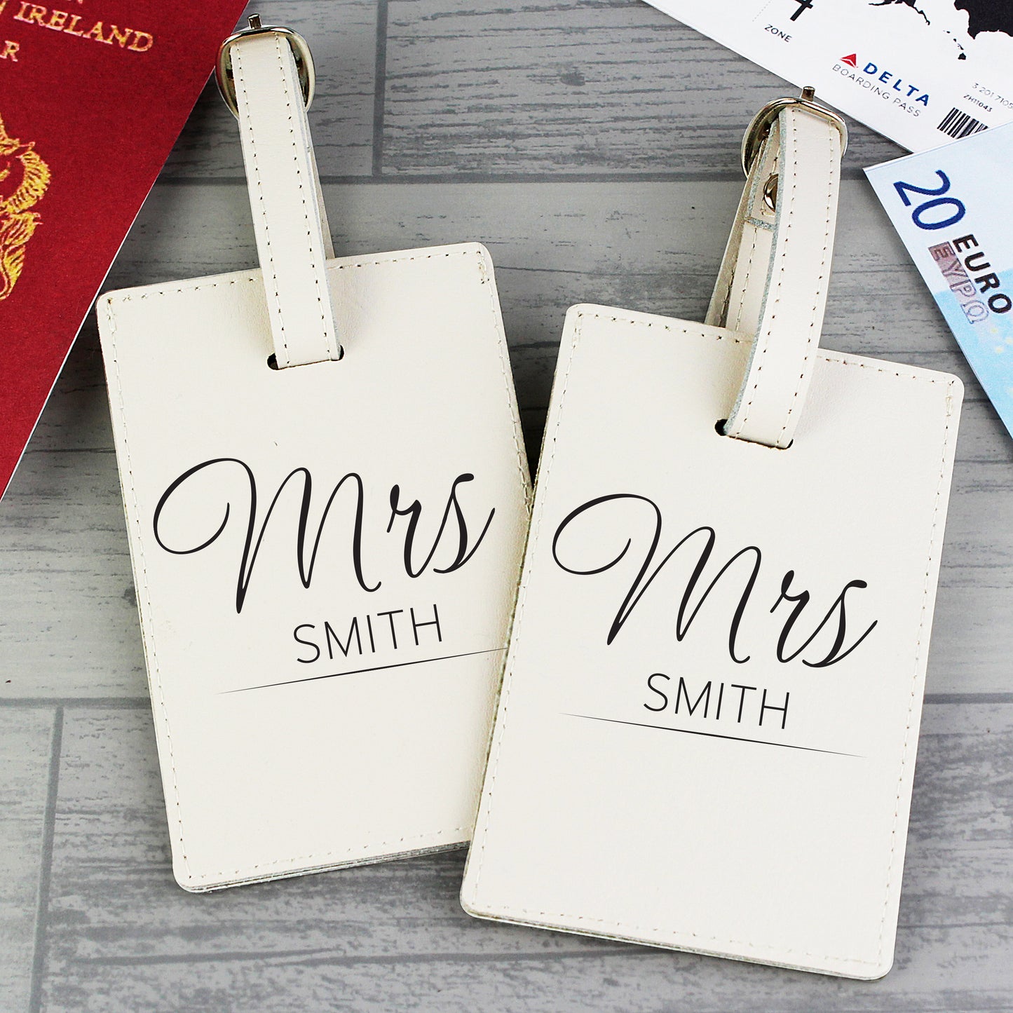 Personalised Couples Classic Cream Luggage Tags