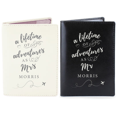 Personalised Lifetime of Adventures Couples Leather Passports