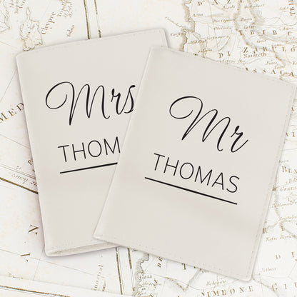 Personalised Couples Cream Leather Passport Holders
