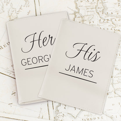 Personalised Couples Cream Leather Passport Holders
