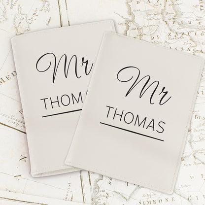 Personalised Couples Cream Leather Passport Holders