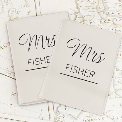 Personalised Couples Cream Leather Passport Holders
