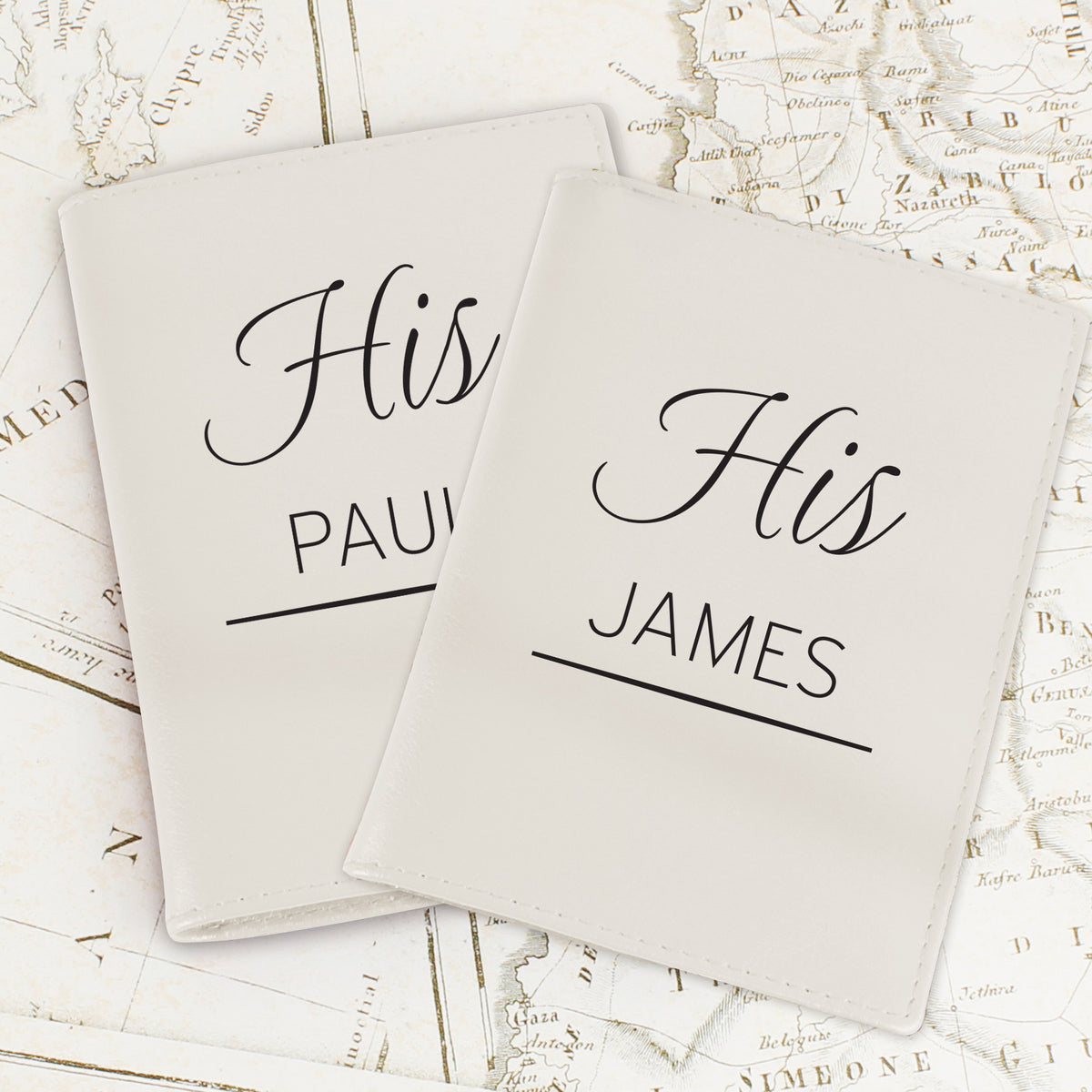Personalised Couples Cream Leather Passport Holders