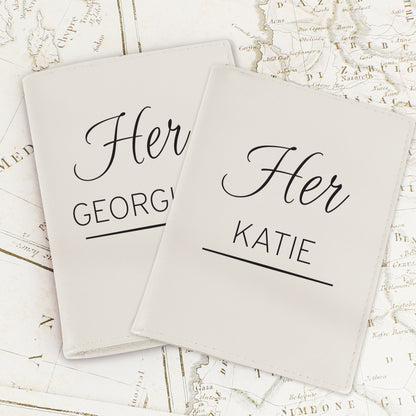 Personalised Couples Cream Leather Passport Holders