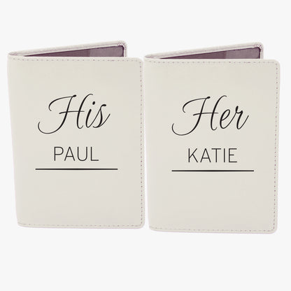 Personalised Couples Cream Leather Passport Holders